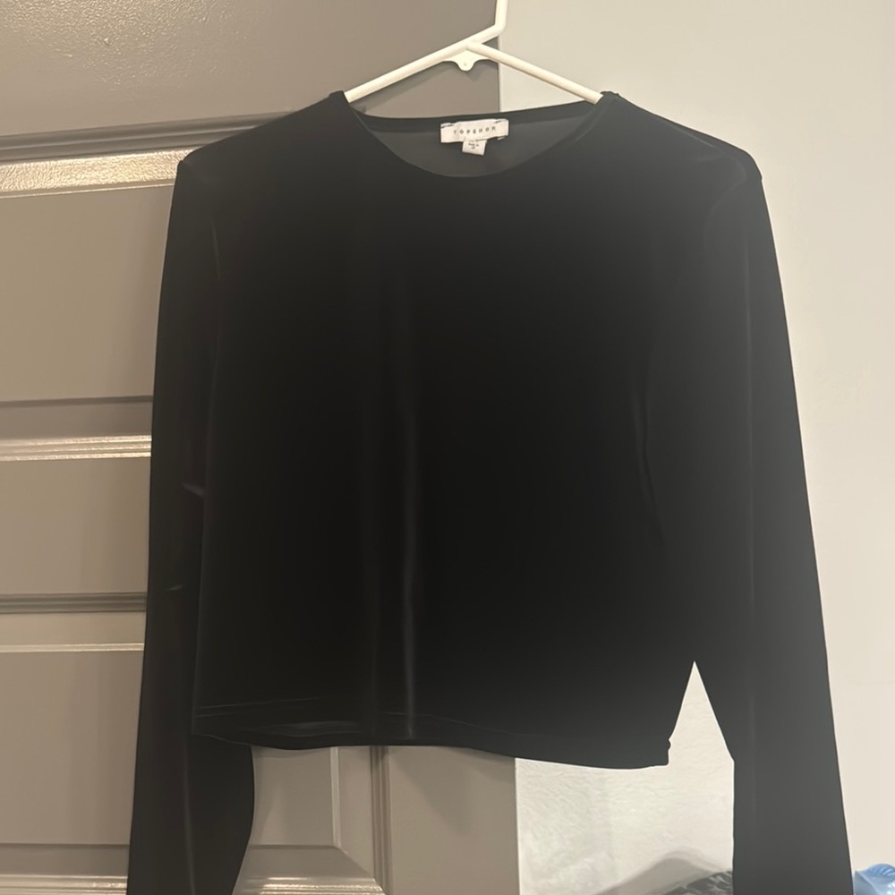 Topshop Black Velvet Top